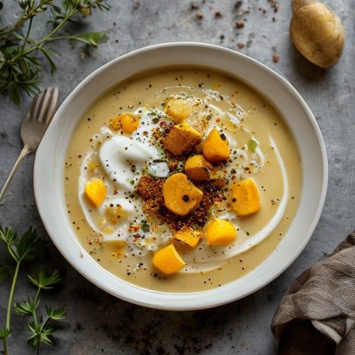 Soupe crémeuse à la courge butternut et aux pommes de terre