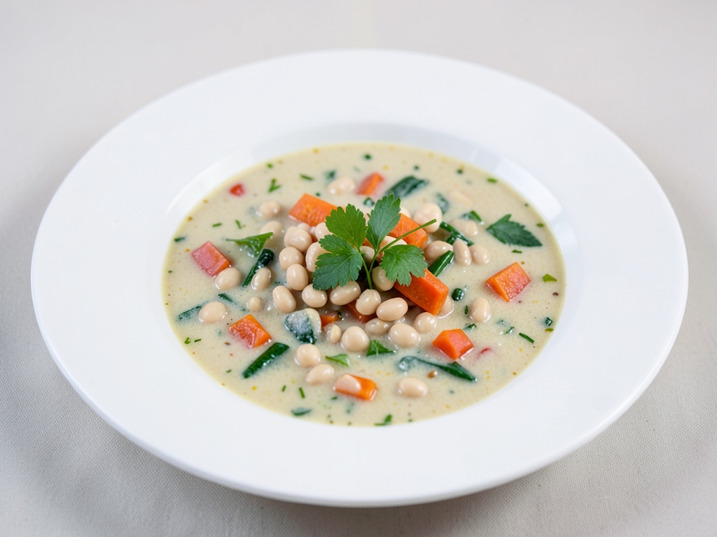 Zuppa cremosa di verdure con fagioli bianchi