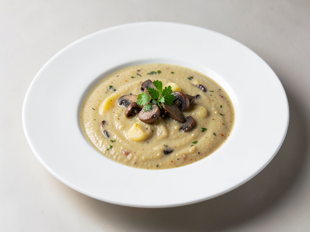 Zuppa cremosa di patate e funghi