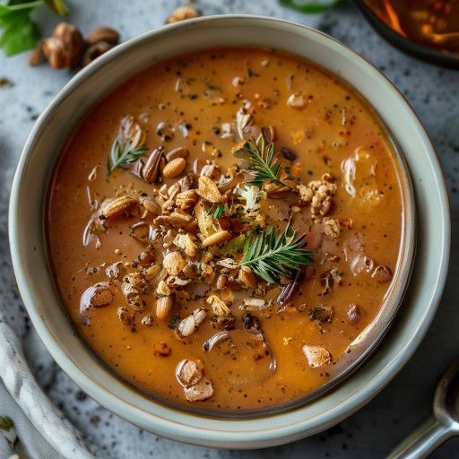 Crema de calabaza aterciopelada con nueces crujientes