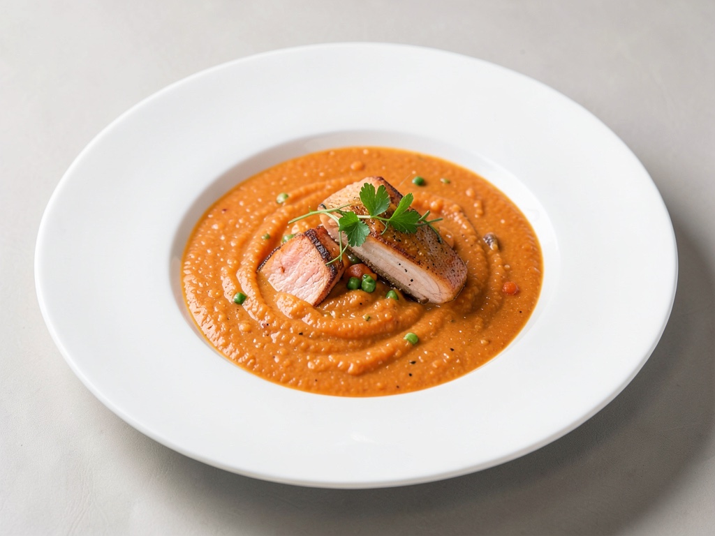 Zuppa cremosa di carote con salmone