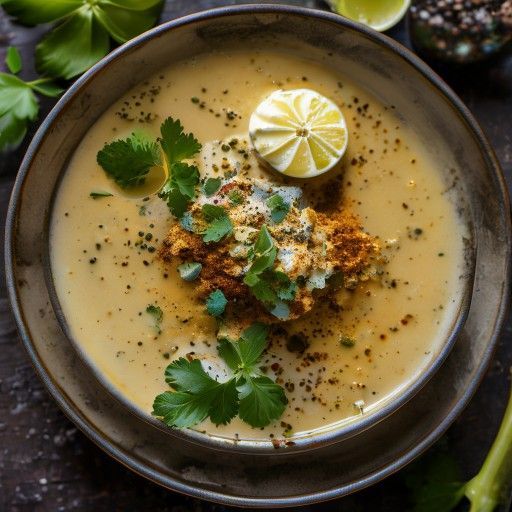 Zuppa cremosa di peperoni al curry e coriandolo