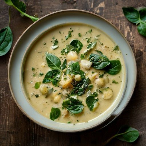 Zuppa cremosa agli spinaci