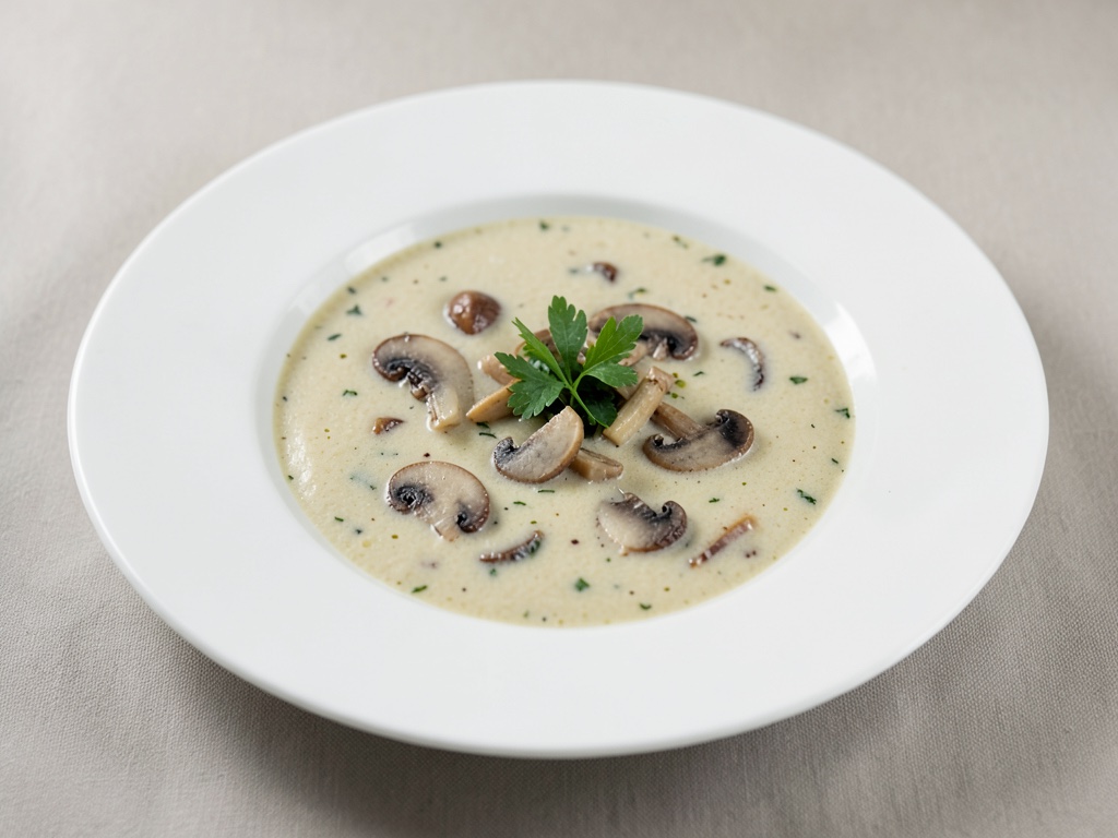 Zuppa cremosa di funghi selvatici
