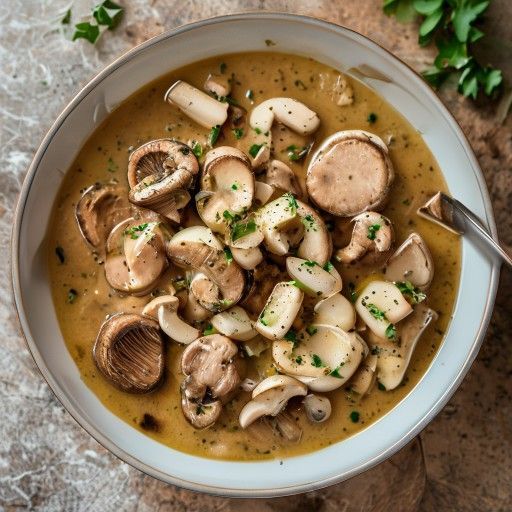 Straccetti di maiale cremosi ai funghi champignon