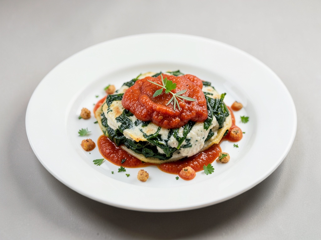 Crespelle di spinaci e ricotta con salsa di pomodoro