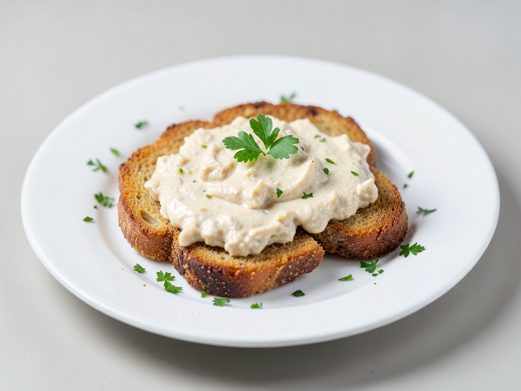 Tranches de pain croustillantes avec tartinade crémeuse au poulet