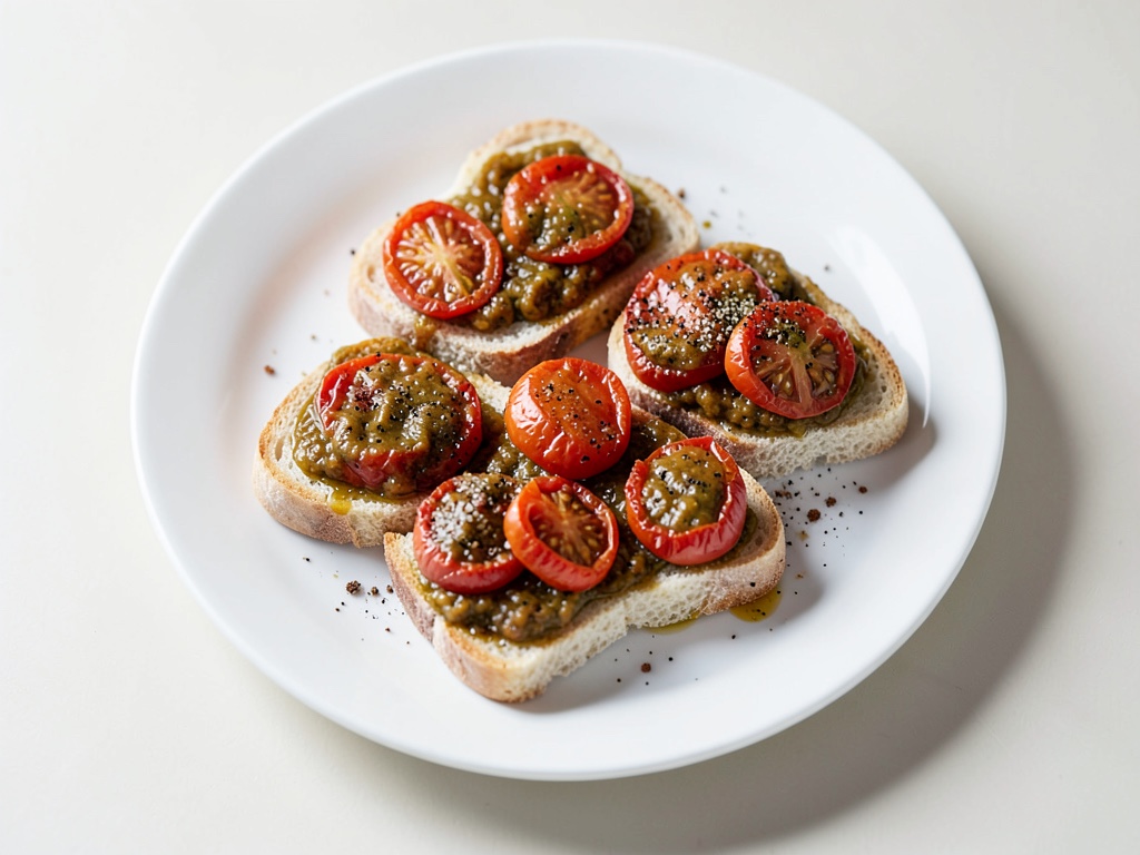 Rebanadas de tostada crujientes con salsa de tomate fresca