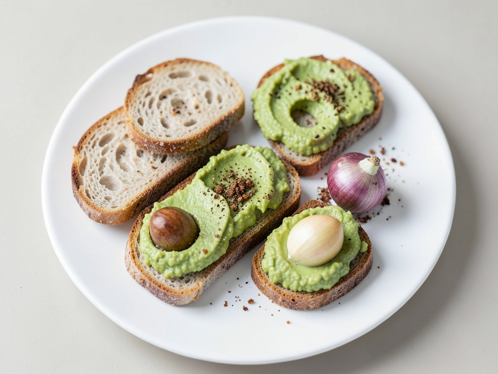 Crostini crujientes con crema de aguacate