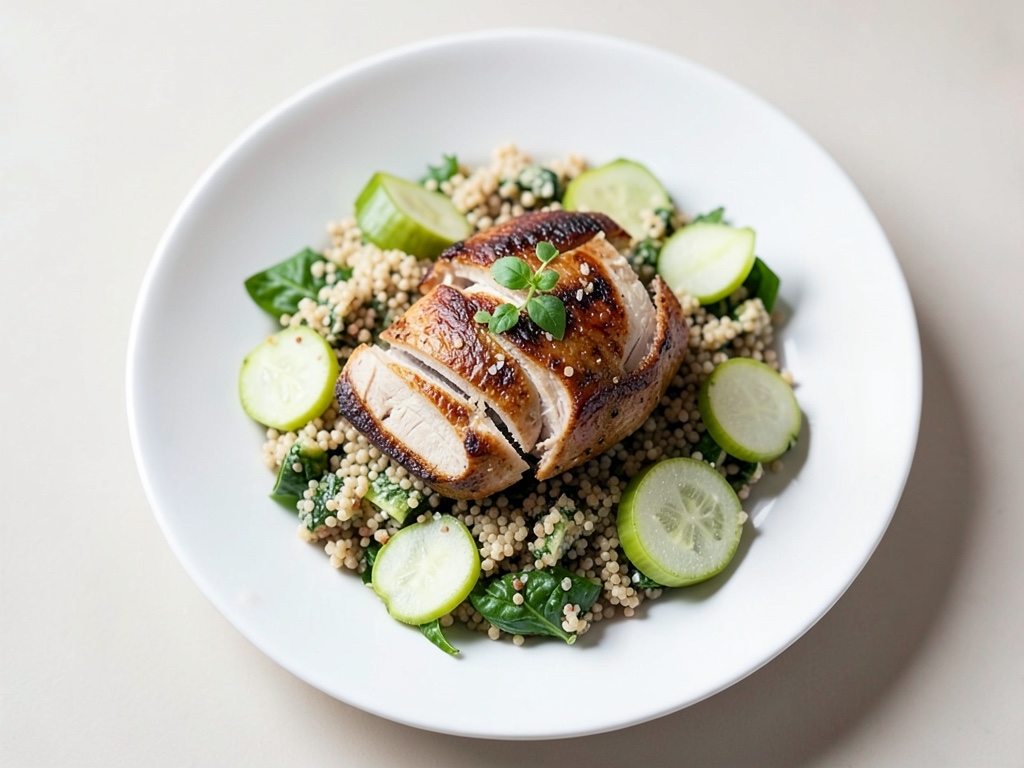 Petto di pollo al curry su tabulé di primavera