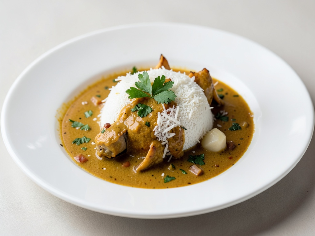 Fonduta di Curry al Pesce con Cocco