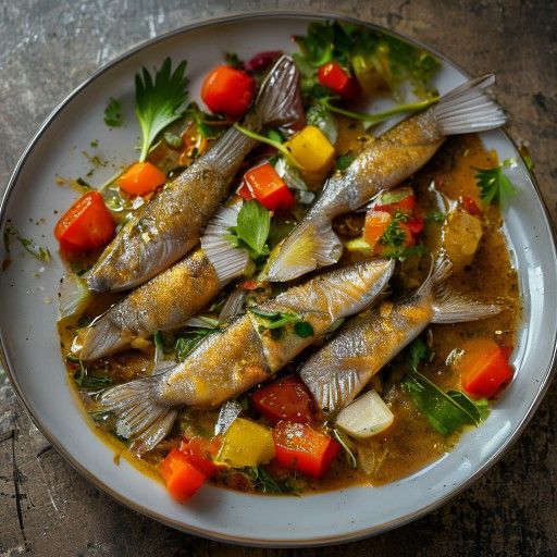 Curry di pesce veloce con verdure colorate