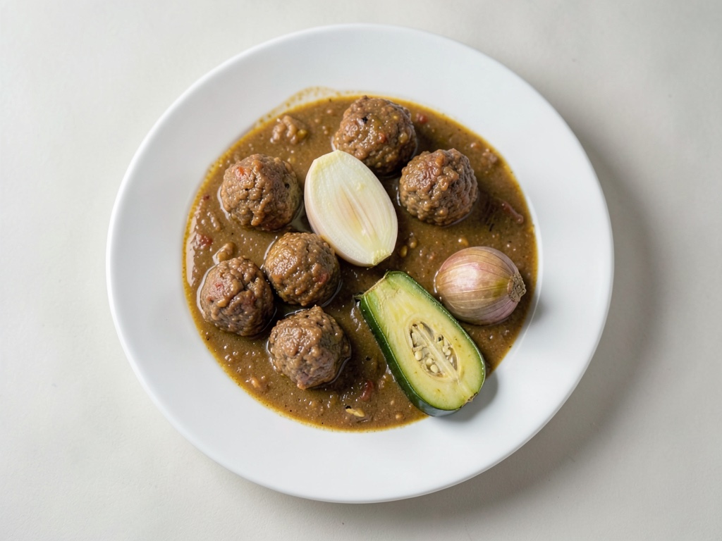 Curry cremoso con polpette di carne e melanzane mini