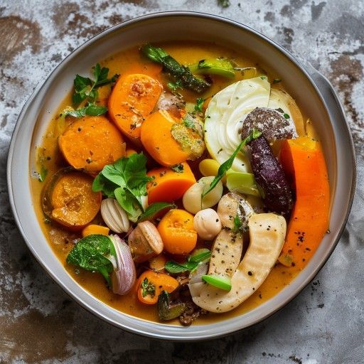 Curry di verdure con zucca, patata dolce, cavolo e fagioli