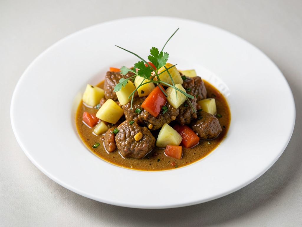 Curry di manzo colorato con ananas