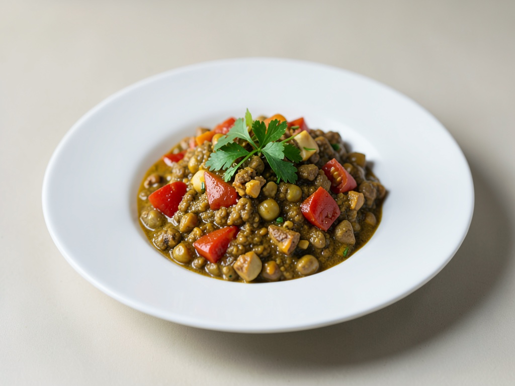 Curry cremoso di seitan e ceci con pomodori