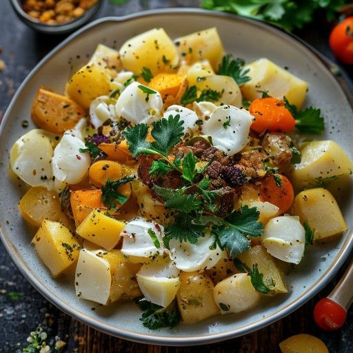 Curry cremoso con cavolo cappuccio bianco e patate