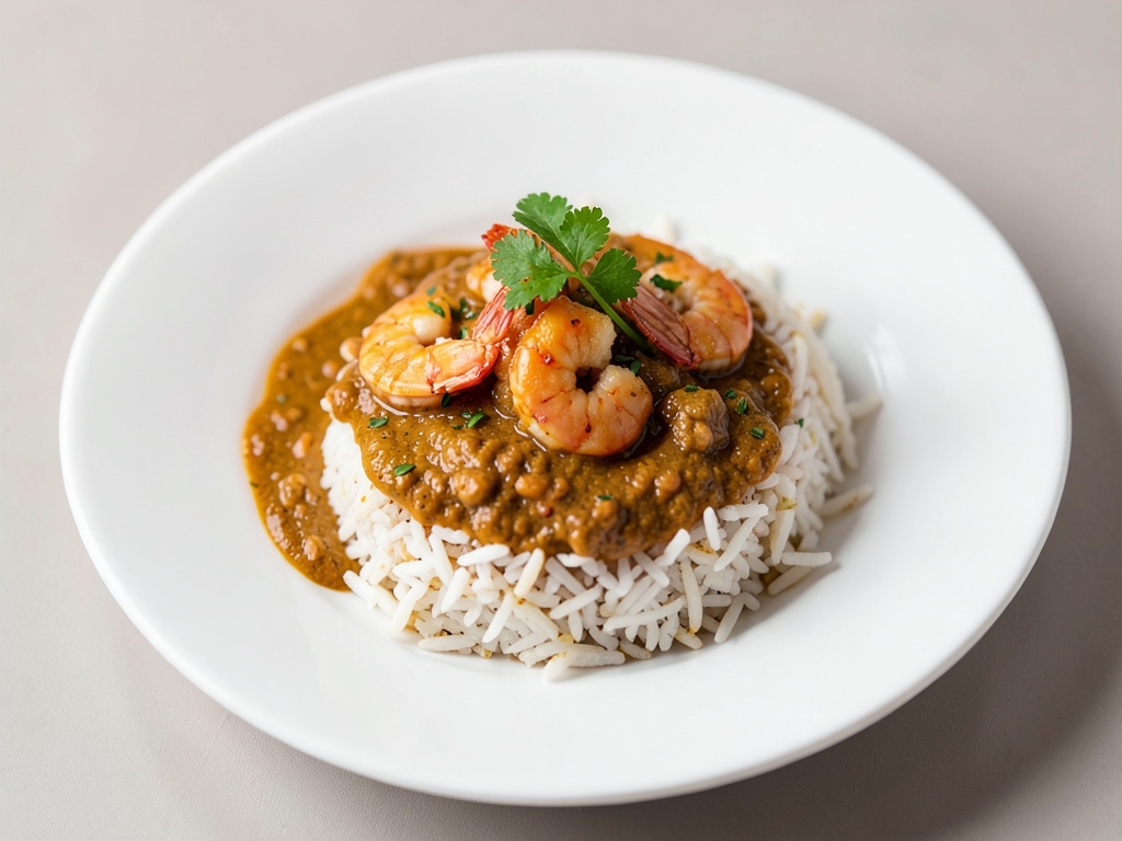 Riz au curry aux crevettes