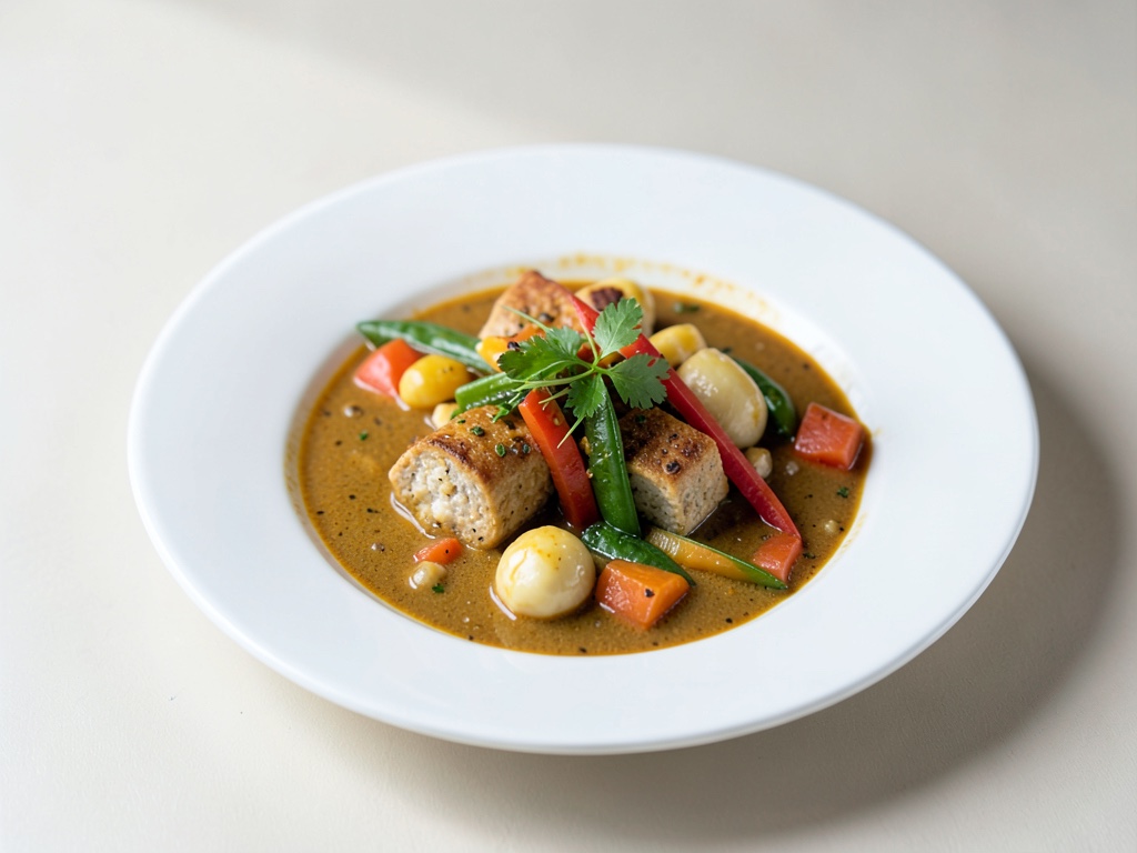 Thailändisches Curry mit Tofu und buntem Gemüse