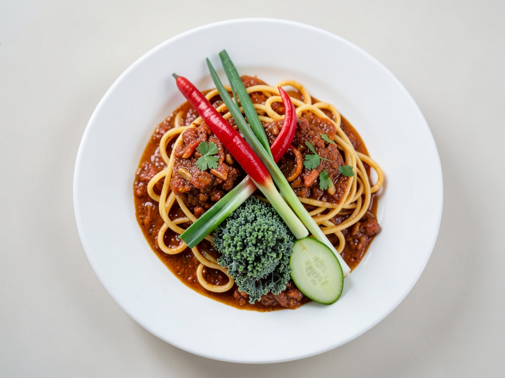 Spaghetti al curry piccante con verdure miste