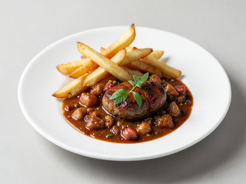 Patatine croccanti e salsiccia curry piccante