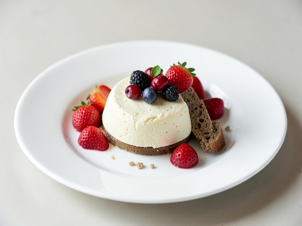 Dänisches Quark-Dessert mit Pumpernickel und Erdbeeren