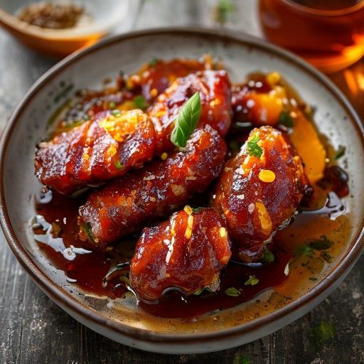 Speck-wickelte Datteln mit Sherry-Orange-Sauce