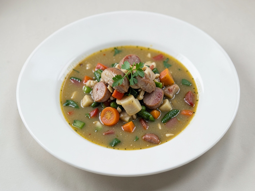 Soupe de légumes robuste à la saucisse à l'ail