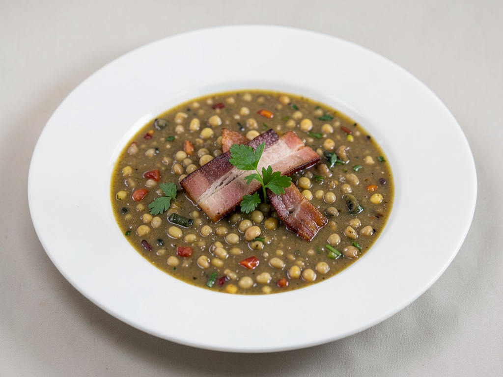 Zuppa di lenticchie robusta con pancetta