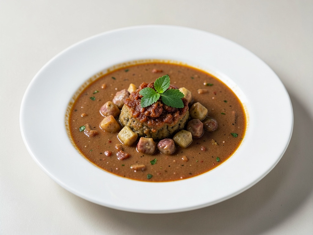 Zuppa di peperoni saporita con spaetzle di chorizo