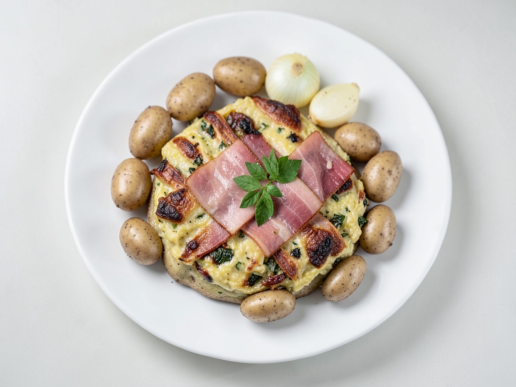 Gratin di patate croccante con prosciutto