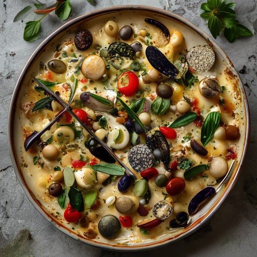 Teglia al forno con fagioli bianchi, formaggio e verdure