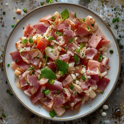 Insalata di fave con prosciutto crudo (Pancetta) e cipolline