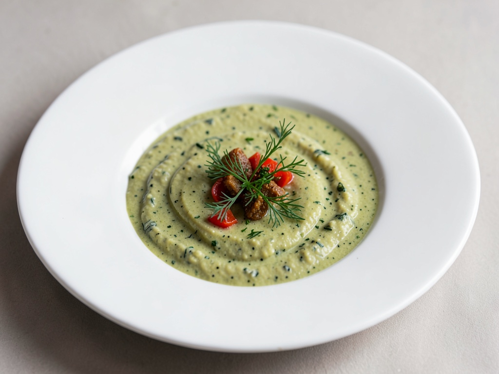Zuppa fredda di aneto e zucchine