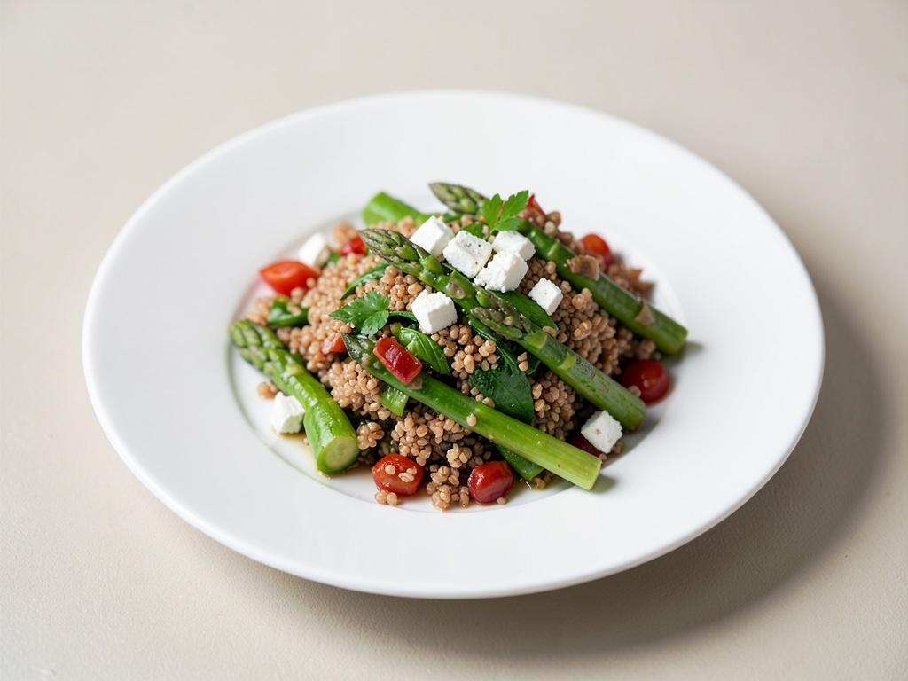 Insalata di farro con asparagi verdi e feta