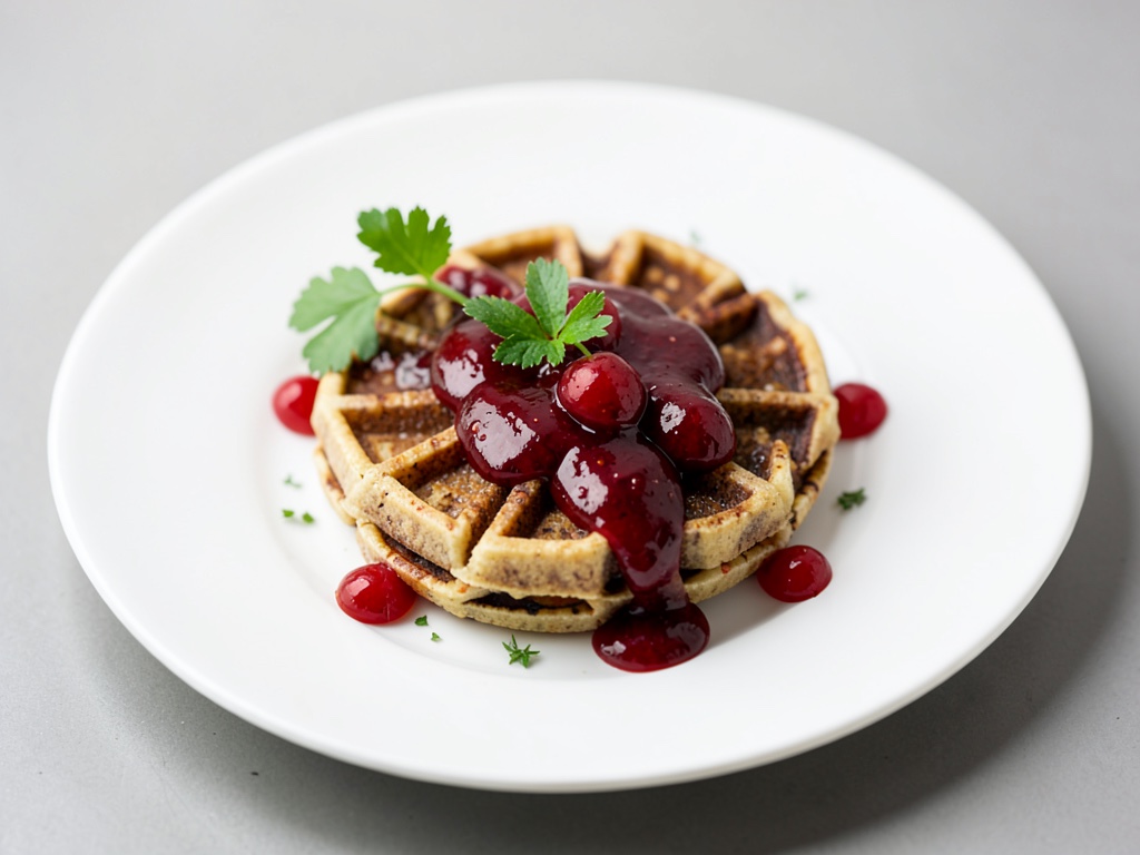 Dinkel-Waffeln mit Kirschsoße