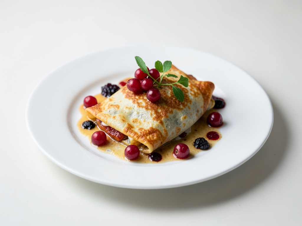 Hauchdünne Crêpes mit roten Johannisbeeren