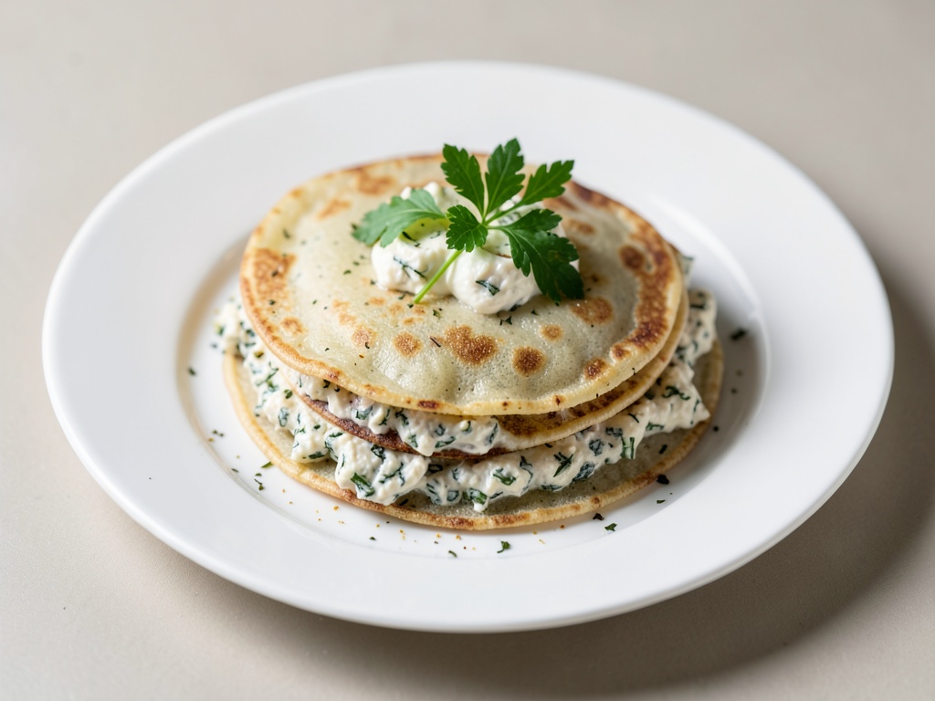 Crespelle sottili al formaggio ricotta e erbe