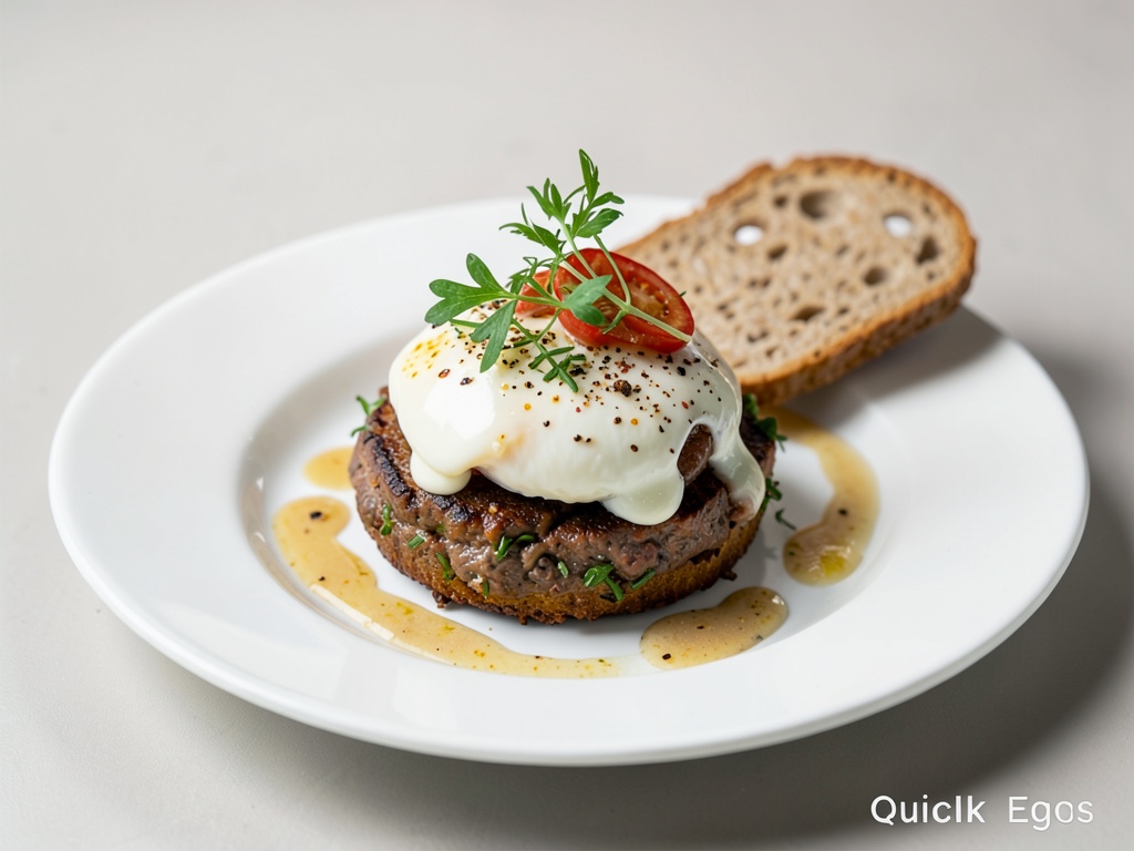 Eggs Benedict rápidos con pan de centeno y salsa líquida