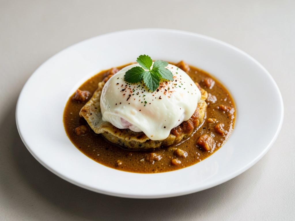Huevos cremosos con salsa de curry