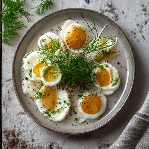 Uova sode con crema di granchio e aneto