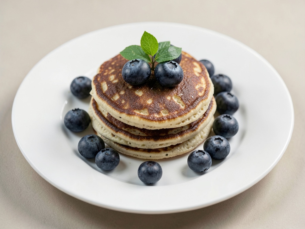 Fluffige Dinkel-Pfannkuchen mit frischen Heidelbeeren