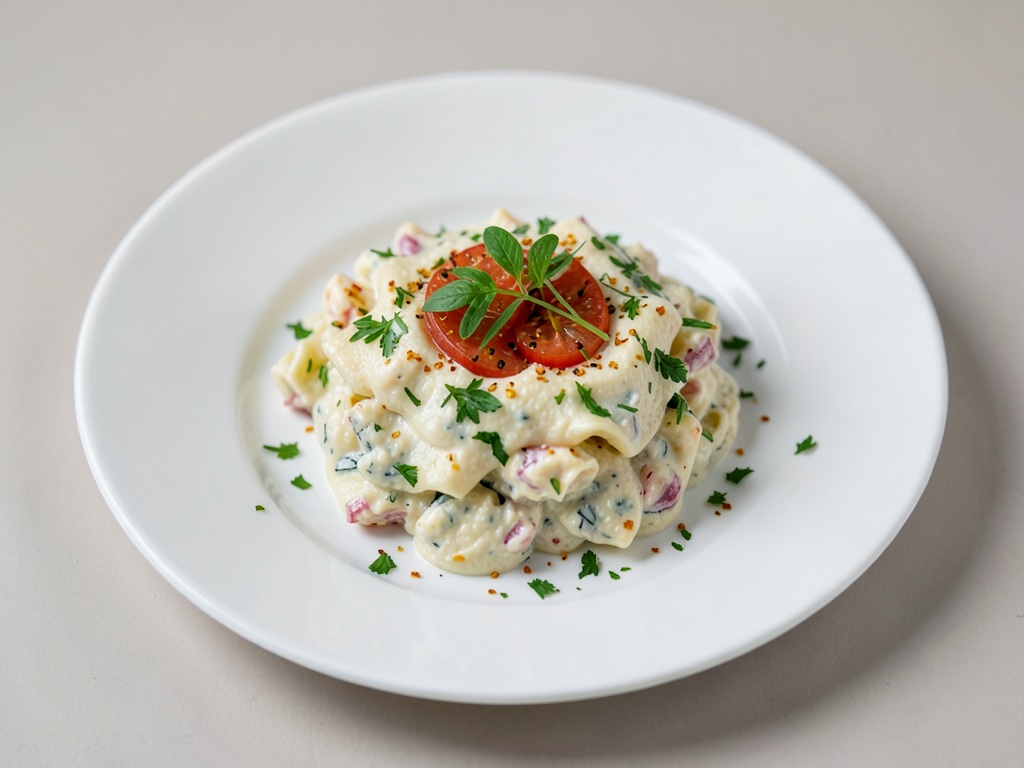 Insalata di uova classica con condimento croccante