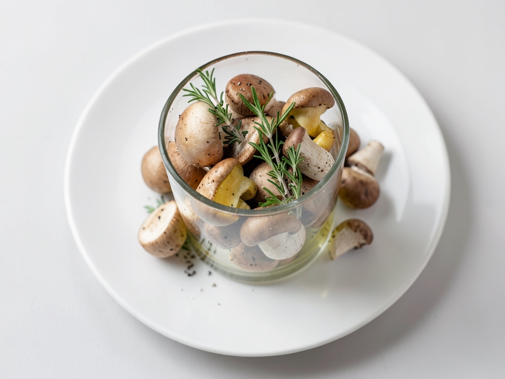 Aceto di funghi fatti in casa in barattolo