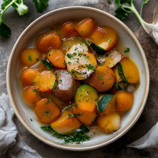 Guiso de verduras con boniatos y calabacín