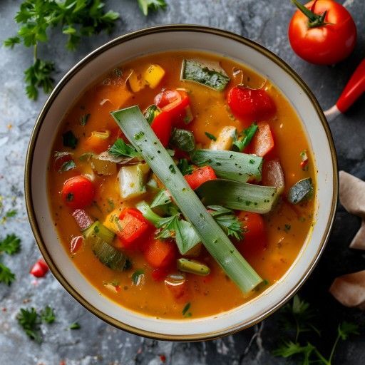 Guiso de verduras con apio, tomate y pimiento