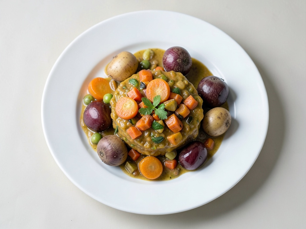 Sopa de verduras sabrosa con peras a la parrilla