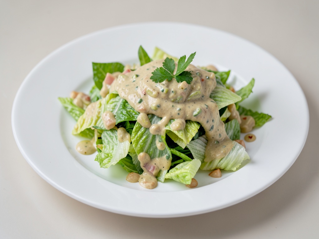 Crisper Eisbergsalat mit cremigem Avocado-Dressing