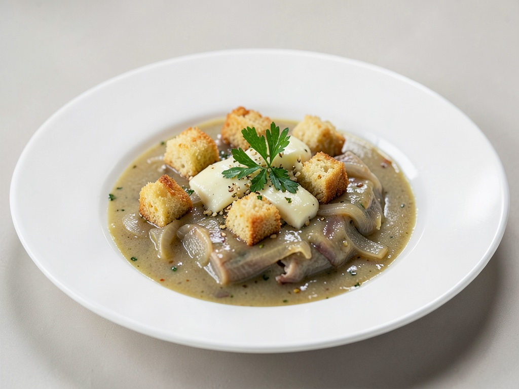 Zuppa di cipolle alsaziana con crostini al formaggio