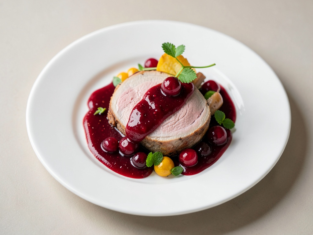Tenera petto d'anatra con salsa agrodolce alle ciliegie
